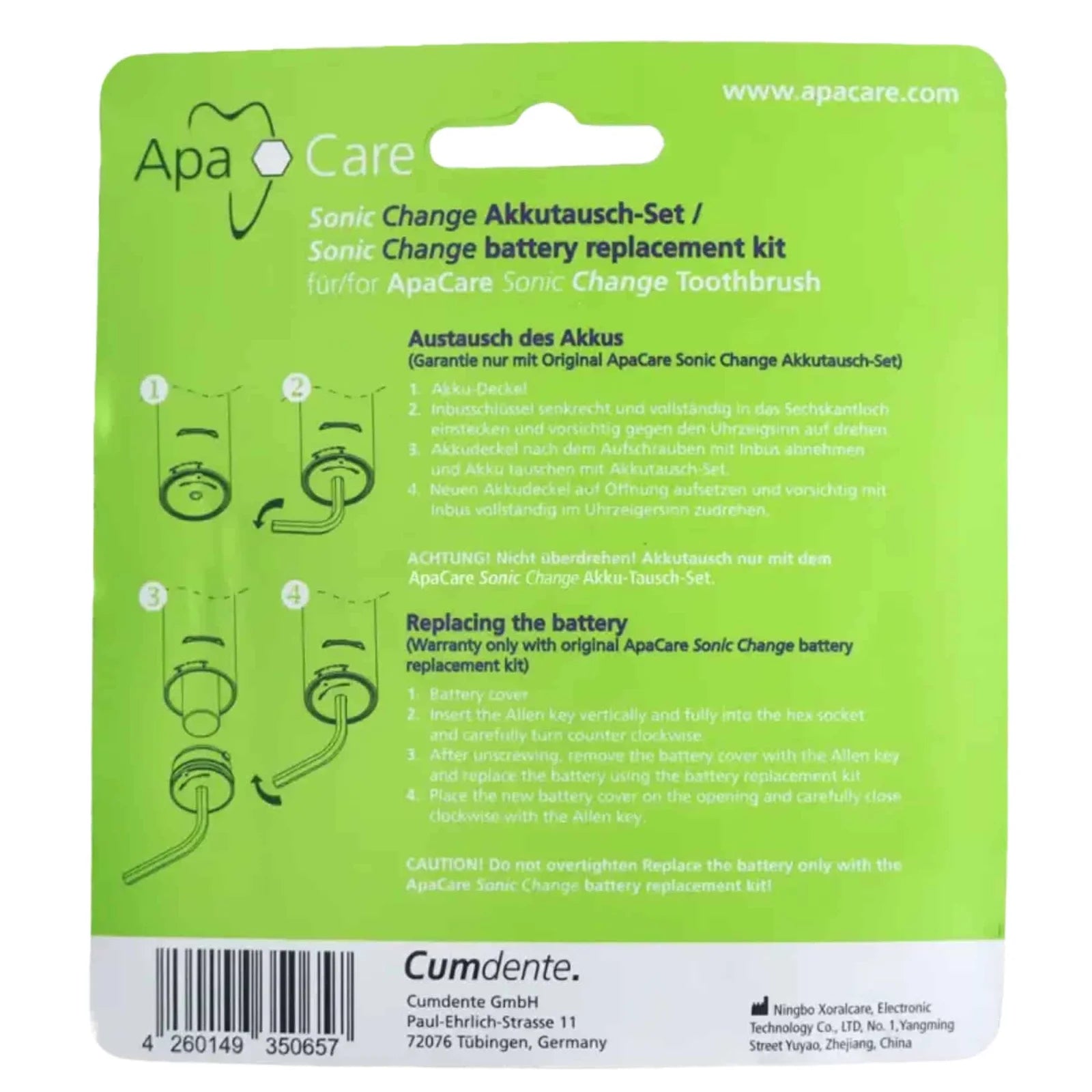 ApaCare Sonic Change akumuliatoriaus keitimo rinkinys