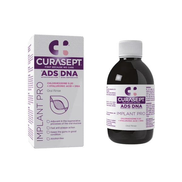 Curasept ADS Implant Pro 0,20% CHX burnos skalavimo skystis, 200 ml