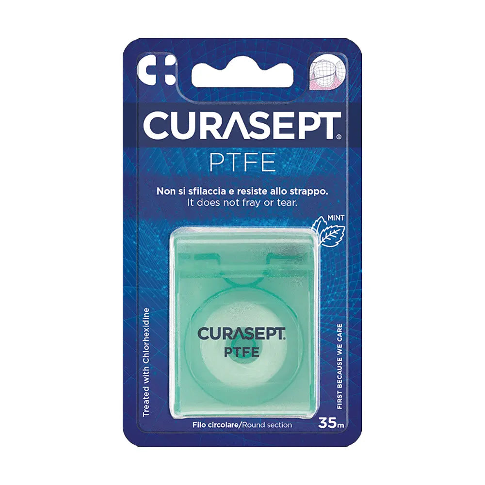 Curasept PTFE juostelės tipo tarpdančių siūlas su chlorheksidinu, 35 m